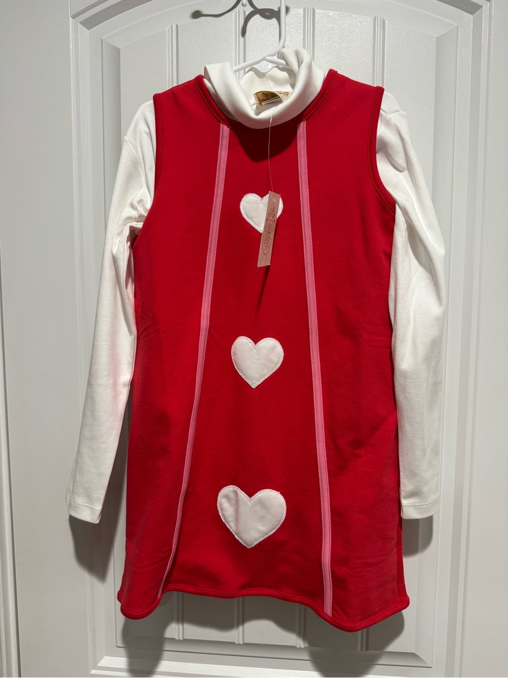 The Beaufort Bonnet Company Red Dress with White Heart Appliqués